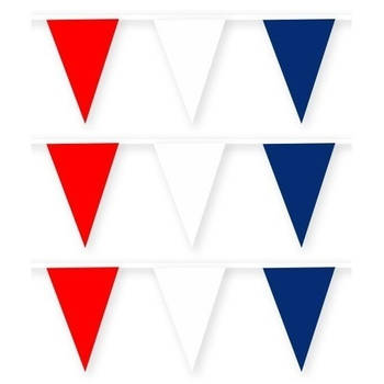 3x Rode/witte/blauwe Kroatische/Kroatie slinger van stof 10 meter feestversiering - Vlaggenlijnen