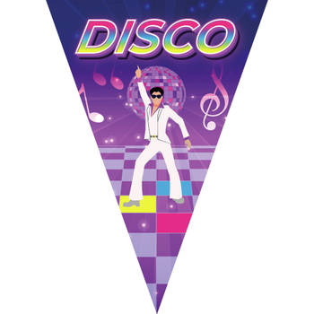 Disco thema vlaggetjes slinger/vlaggenlijn paars van 5 meter - Vlaggenlijnen