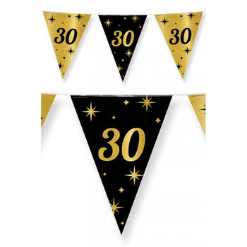 Leeftijd verjaardag feest vlaggetjes 30 jaar geworden zwart/goud 10 meter - Vlaggenlijnen