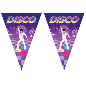 3x stuks disco thema vlaggetjes slingers/vlaggenlijnen paars van 5 meter - Vlaggenlijnen