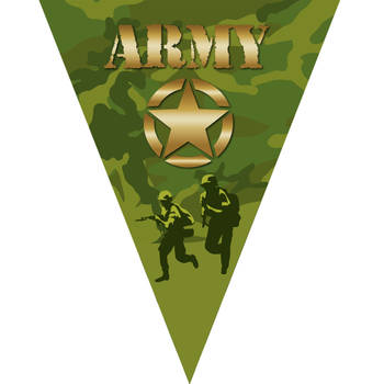 Leger camouflage army thema vlaggetjes slinger/vlaggenlijn groen van 5 meter - Vlaggenlijnen