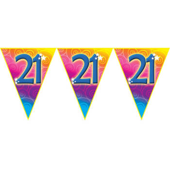 Verjaardag thema 21 jaar geworden feest vlaggenlijn van 5 meter - Vlaggenlijnen