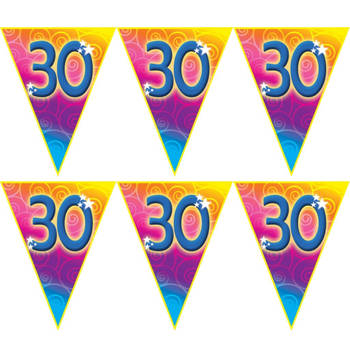 3x stuks verjaardag thema 30 jaar geworden feest vlaggenlijn van 5 meter - Vlaggenlijnen