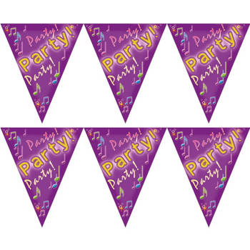 3x stuks party time verjaardag feest vlaggenlijn van 5 meter - Vlaggenlijnen