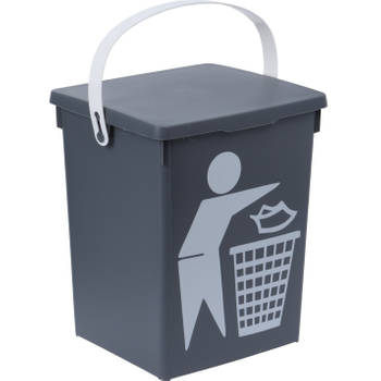 Grijze vuilnisbak/afvalbak 5 liter - Prullenbakken