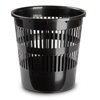 Afvalbak/vuilnisbak/kantoorprullenbak plastic zwart 28 cm - Prullenmanden