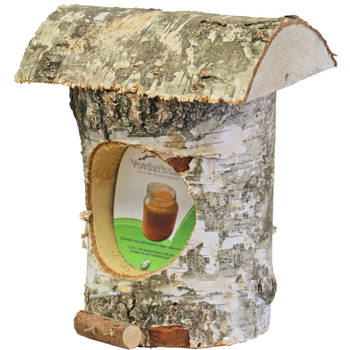 Boon Vogelhuisje/voederhuisje - berkenhout - met schors - 27 cm - Vogelvoederhuisjes