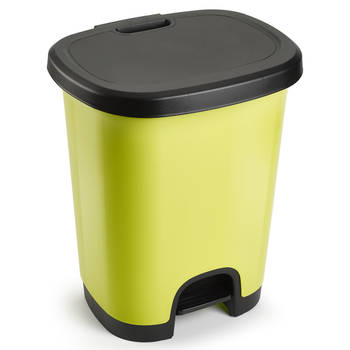 Afvalemmer/vuilnisemmer/pedaalemmer 27 liter in het kiwi groen/zwart met deksel en pedaal - Pedaalemmers