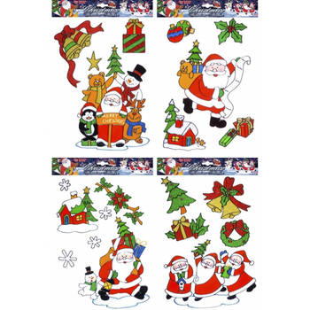 Kerst decoratie stickers kerstman plaatjes set - Feeststickers