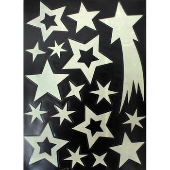 1x stuks velletjes kerst glow in the dark sterrenhemel 29,5 x 40 cm - Feeststickers