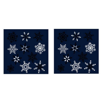2x stuks velletjes kerst raamstickers sneeuwvlokken 28,5 x 30,5 cm - Feeststickers