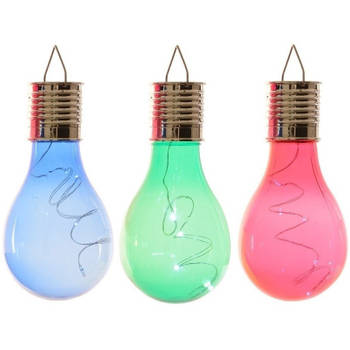 3x Buitenlampen/tuinlampen lampbolletjes/peertjes 14 cm blauw/groen/rood - Buitenverlichting