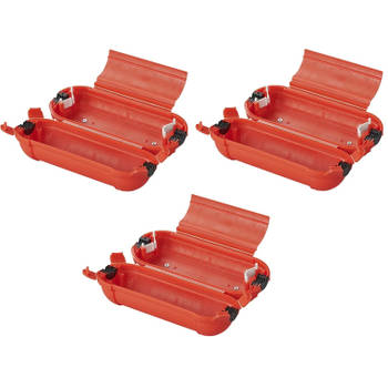 3x Stekkersafes / veiligheidsboxen stekkerverbindingen IP44 kunststof rood 21 x 8 x 8,5 cm - Stekkersafe