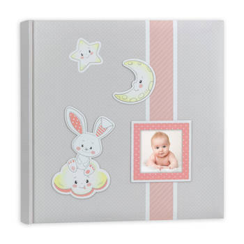 Fotoboek/fotoalbum Fred baby meisje met 30 paginas roze 32 x 32 x 3,5 cm - Fotoalbums