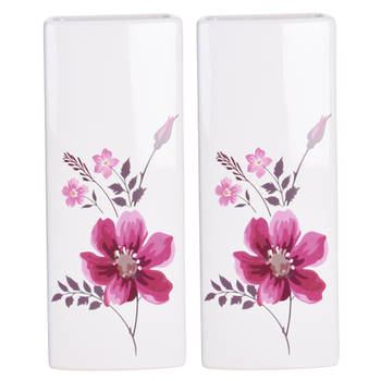 2x Witte verwarming verdampers botanische print veldbloemen 21 cm - Luchtbevochters