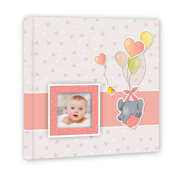 Fotoboek/fotoalbum Pierre baby meisje met 30 paginas roze 32 x 32 x 3,5 cm - Fotoalbums