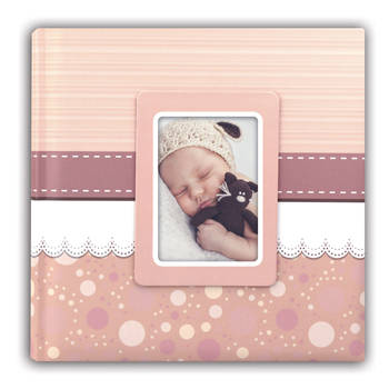 Fotoboek/fotoalbum Cinzia baby meisje met 30 paginas roze 31 x 31 x 3 cm - Fotoalbums