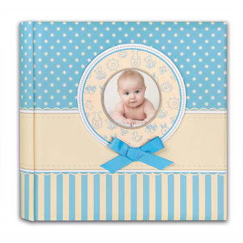 Fotoboek/fotoalbum Matilda baby jongetje met 30 paginas blauw 31 x 31 x 3,5 cm - Fotoalbums