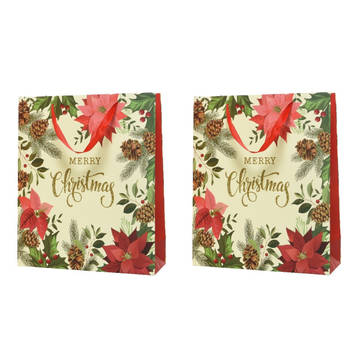 2x stuks grote kerst cadeautas/tas voor kerstcadeautjes Merry Christmas 72 cm - Cadeaudoosjes