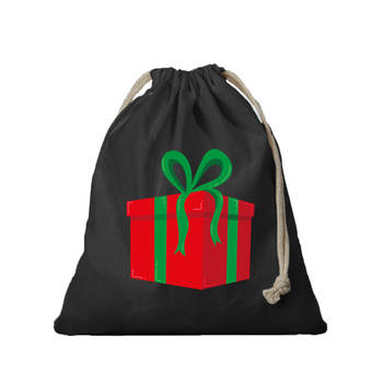 1x Kerst cadeauzak zwart Cadeau met koord voor als cadeauverpakking - cadeauverpakking kerst
