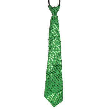 Groene pailletten stropdas 32 cm - Verkleedstropdassen