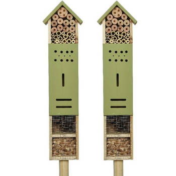 2x stuks lichtgroen huisje voor insecten 118 cm vlinderhuis/bijenhuis/wespenhotel - Insectenhotel