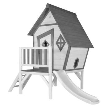 AXI Speelhuis Cabin XL Wit met witte glijbaan Speelhuis op palen met veranda gemaakt van FSC hout