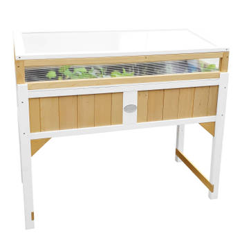 AXI kweektafel van hout met gronddoek & broeikas Moestuintafel / moestuinbak voor buiten / tuin / balkon / terras /