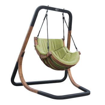 Blokker AXI Capri Schommelstoel met frame van hout Hangstoel in Groen voor de tuin voor volwassenen aanbieding