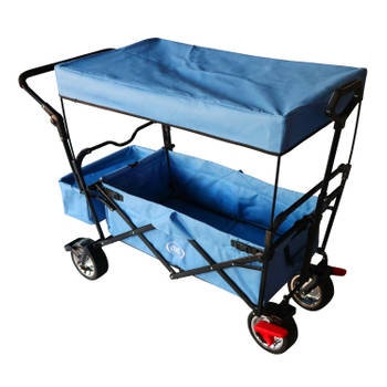 Blokker AXI AB210 Opvouwbare Bolderwagen / Vouwwagen met dak tas rem en duwstang Blauw - Metaal aanbieding