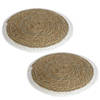 Set van 2x stuks pannen onderzetter van zeegras rond 34 x 34 cm - Panonderzetters