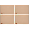 4x stuks rechthoekige placemats met ronde hoeken polyester beige 30 x 45 cm - Placemats