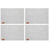 4x stuks rechthoekige placemats met ronde hoeken polyester licht grijs 30 x 45 cm - Placemats
