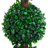 The Living Store Kunstbuxusplant - Gemengde groene kleur - Weerbestendig - 17.5 x 90 cm - Massief eucalyptushout
