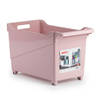 Kunststof trolley pastel roze op wieltjes L45 x B24 x H27 cm - Opberg trolley