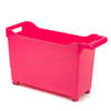 Kunststof trolley fuchsia roze op wieltjes L45 x B17 x H29 cm - Opberg trolley