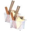 Set van 2x stuks kunststof trolleys transparant op wieltjes L45 x B24 x H27 cm - Opberg trolley