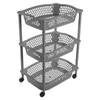 Keuken opberg trolleys/roltafels met 3 manden 62 cm donkergrijs - Opberg trolley