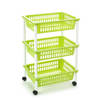 Opberg organiser trolleys/roltafels met 3 manden 62 cm in het groen - Opberg trolley