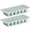 Set van 2x stuks IJsblokjes/ijsklontjes maken kunststof bakje met afsluitdeksel mintgroen 28 x 11 cm - IJsblokjesvormen