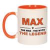 Max the man, the myth, the legend vlag mok / beker oranje wit 300 ml - feest mokken