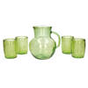 Glazen drink set groen met schenkkan en 4 glazen - Drinkglazen