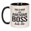 Awesome boss / Geweldige baas mok / beker zwart wit 300 ml - Cadeau mokken - feest mokken