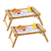 Set van 2x stuks bamboe houten dienbladen 33 x 55 cm met inklapbare poten - Dienbladen