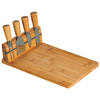 Kaasplank/borrelplank van bamboe hout 20 x 30 x 8 cm met kaasmessen - Kaasplankjes