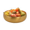 Fruitschaal rond gehamerd metaal goud 24 cm - Fruitschalen