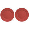 2x Ronde kerstdiner/diner onderborden rood met glitters 33 cm - Onderborden
