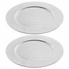 2x Ronde luxe kerstdiner/diner onderborden zilver lederlook 33 cm - Onderborden