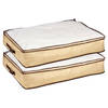 2x stuks dekbed/kussen opberghoezen creme wit met venster 80 x 45 x 15 cm - Opberghoezen