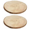 2x stuks houten decoratie boomschors boomschijven D25 cm - Houten knutselstokjes